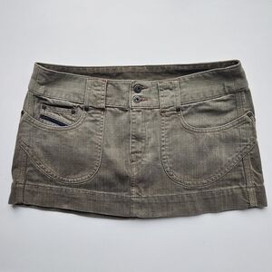 Diesel Vtg. De Ron Washed Cedar Denim Low Waist Micro Mini Skirt